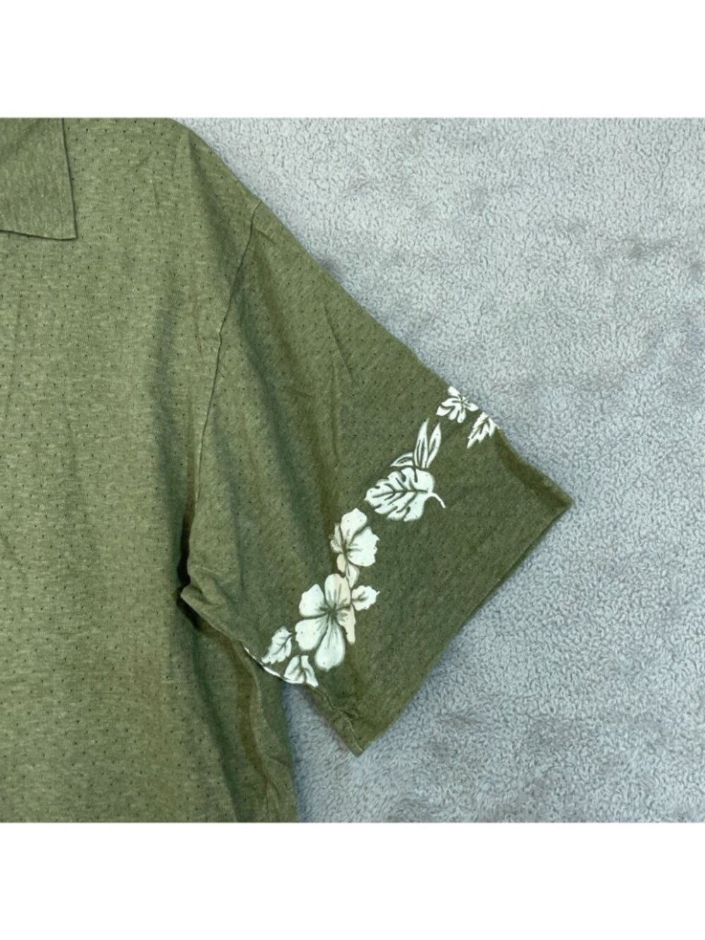 Vintage Men's L Green Hawaiian Button up Shirt Floral Print F1324 - Picture 6 of 9